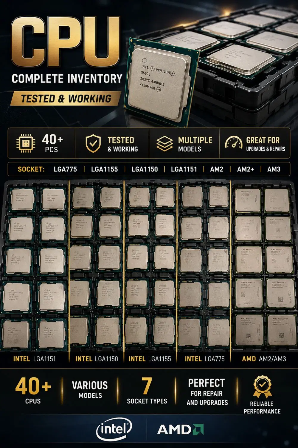 فروش عمده CPU اینتل و AMD حدود ۴۵ عدد|قطعات و لوازم جانبی رایانه|مشهد, هفده شهریور|دیوار