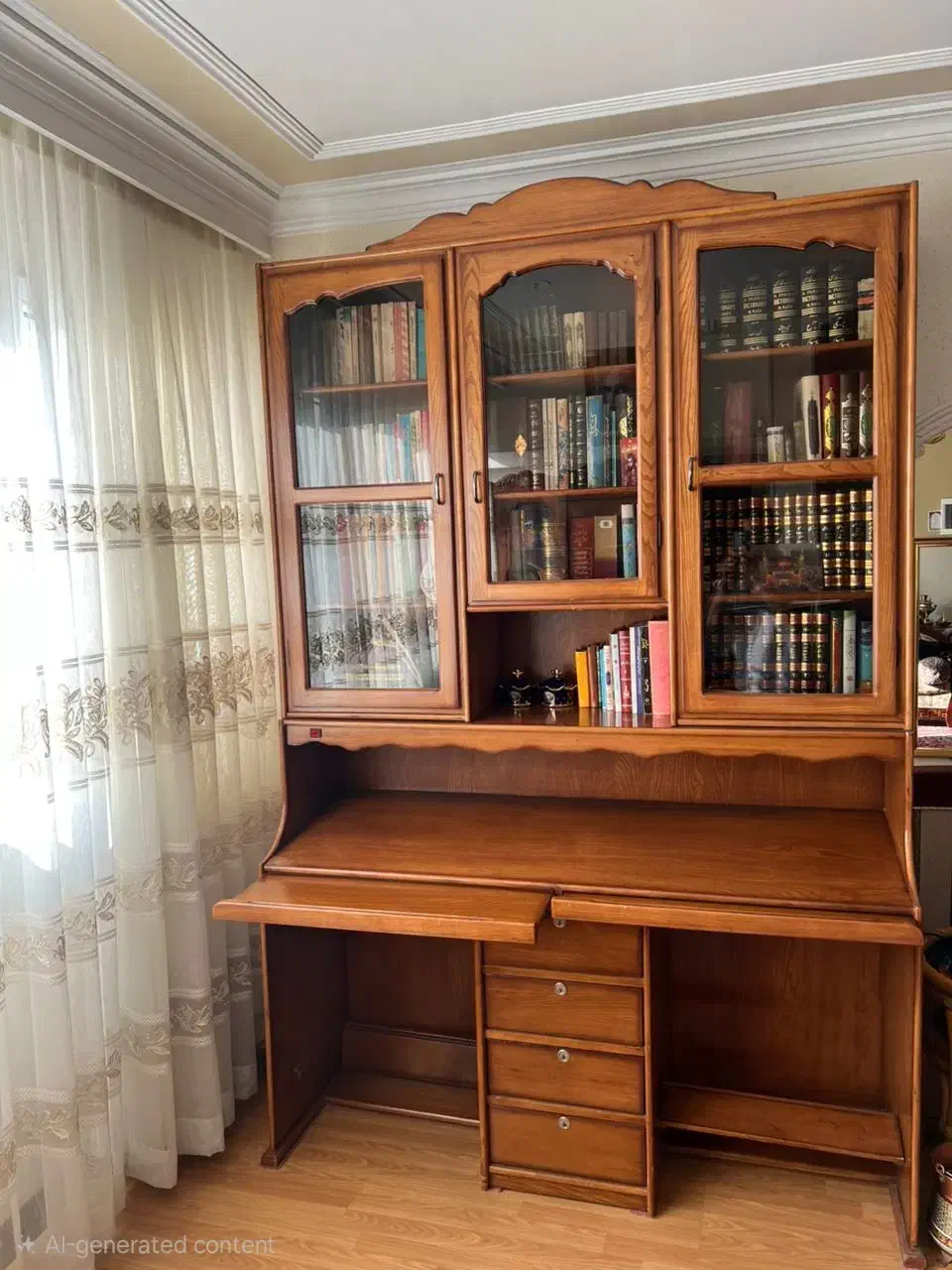 میز تحریر کتابخانه بوفه تمام چوب کاملا سالم و زیبا|کتابخانه، شلف، قفسه‌های دیواری|تهران, شهرک آپادانا|دیوار