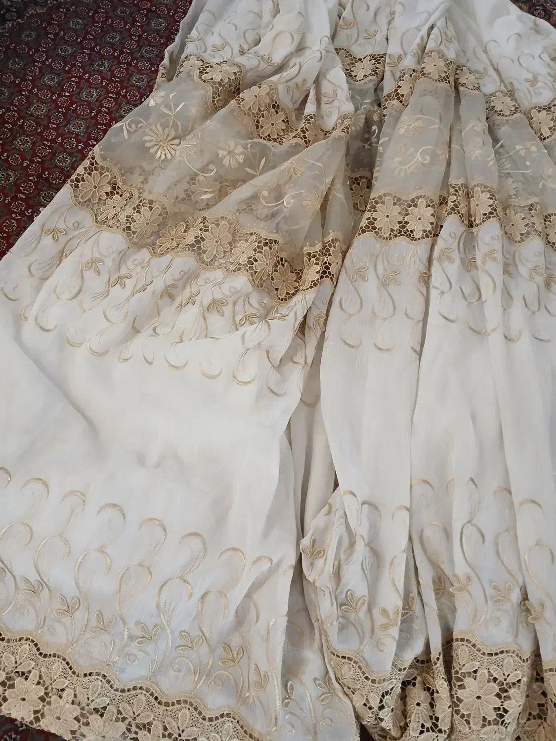 پرده کتون و گیپور تمیز ۱۸ متر و پرده ۱۵ متری  نونو|پرده، رانر، رومیزی|گناباد, |دیوار