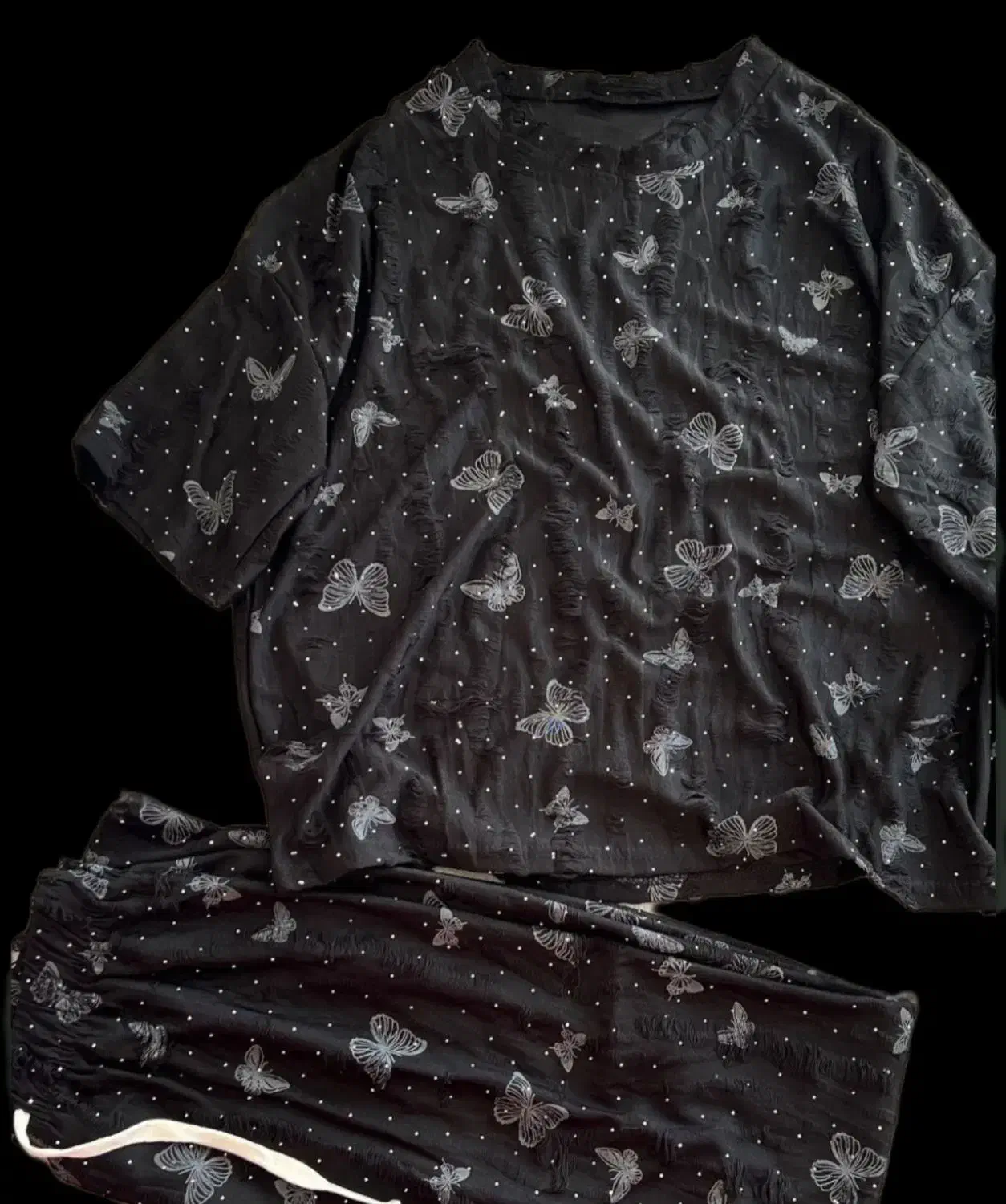 ست تیشرت و شلوار پروانه ای زاپدار نگینی|لباس|خرمآباد, |دیوار