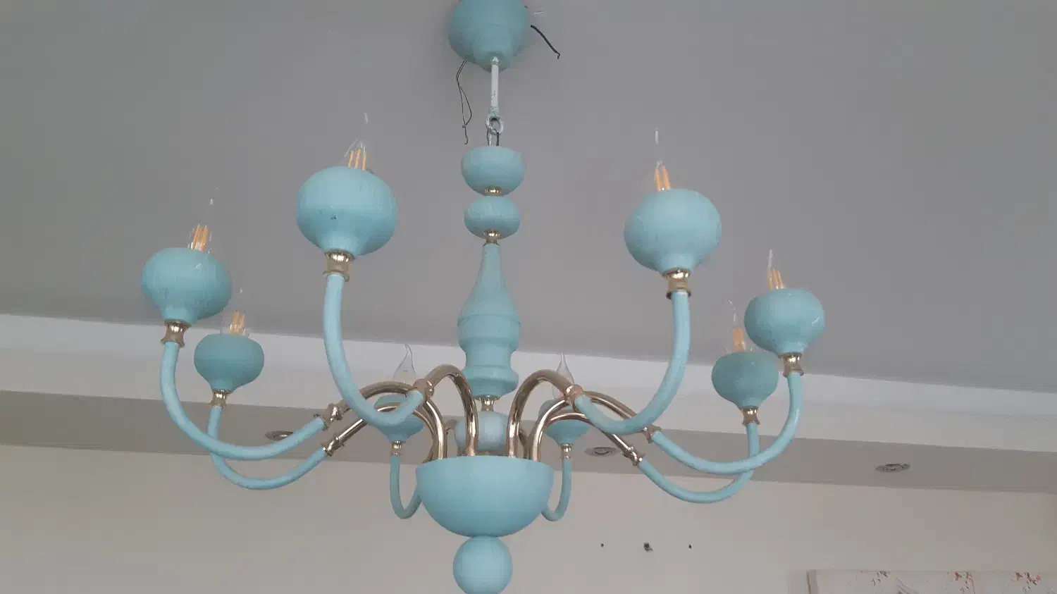 لوستر ۸ شاخه فیروزه ای|لوستر و چراغ آویز|اصفهان, لنبان|دیوار