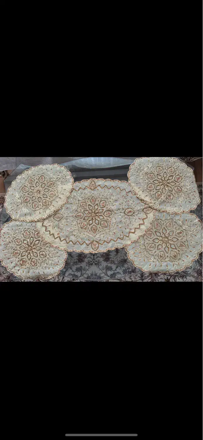 رومیزی ۵ تکه آکبند|پرده، رانر، رومیزی|تبریز, |دیوار