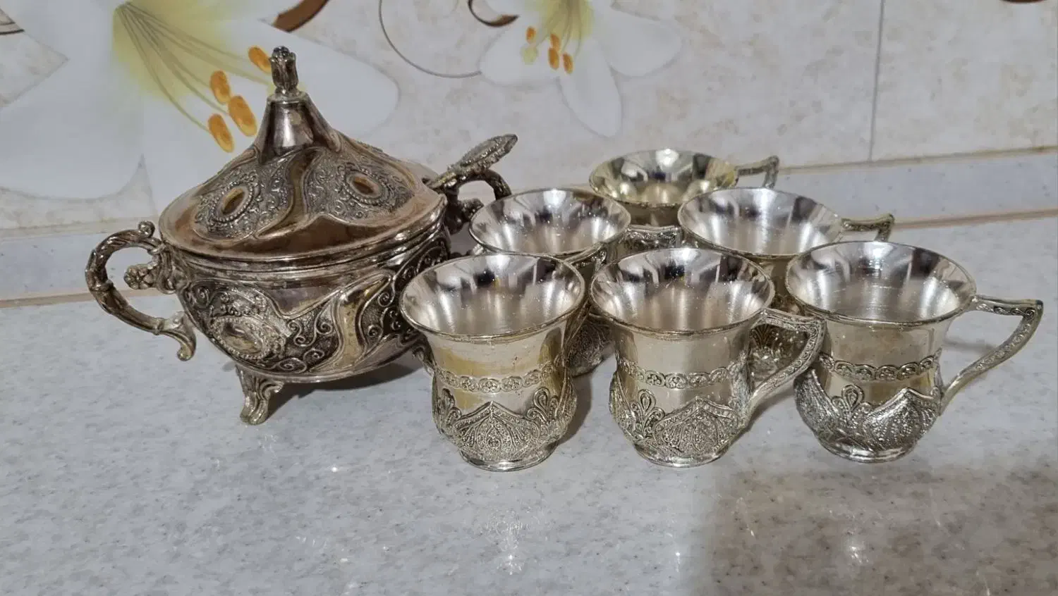 فنجون و قندون سیلور|صنایع دستی و سایر لوازم تزئینی|شیروان (خراسان), |دیوار