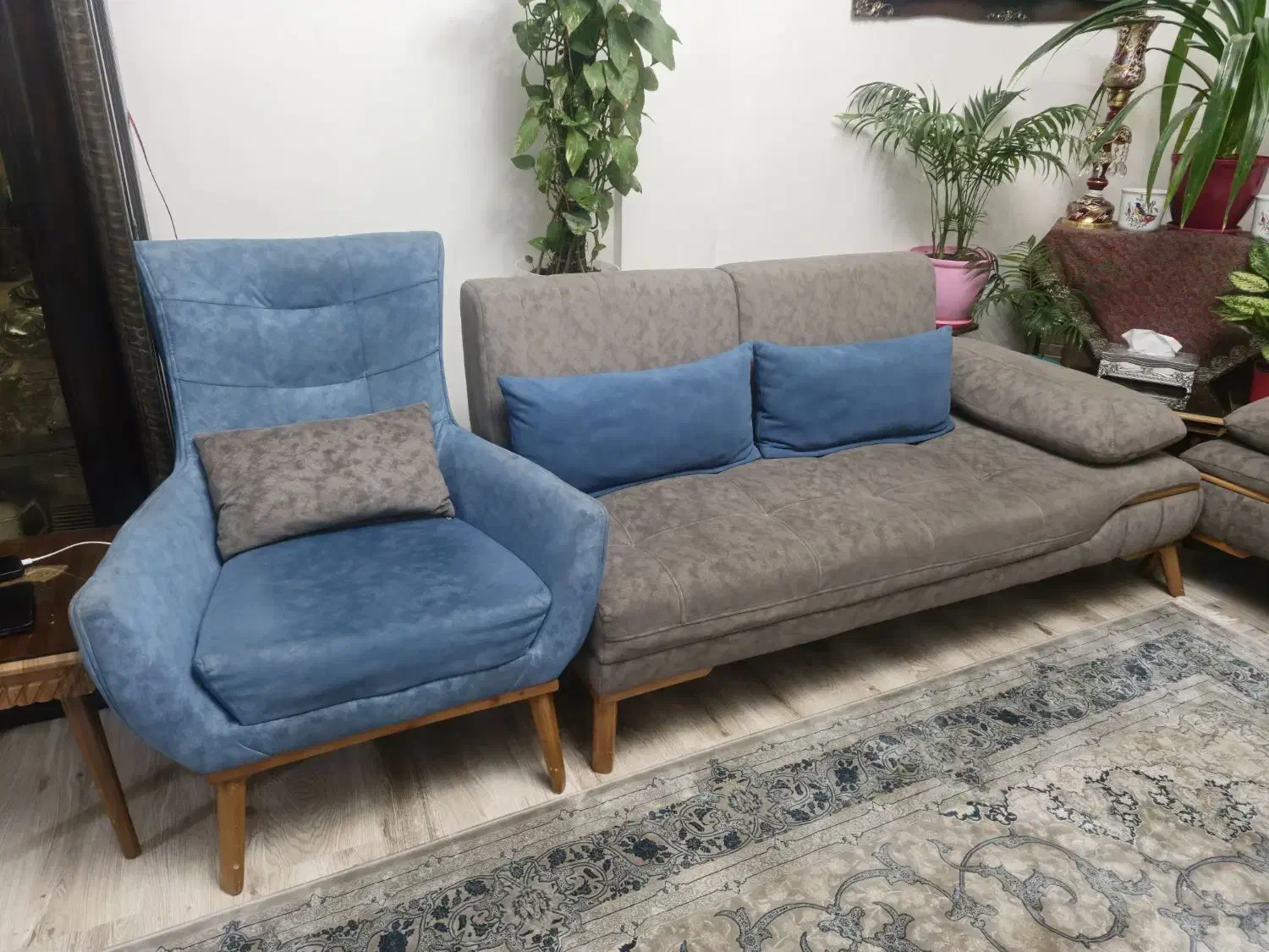 مبل ال ۷ نفره مکانیزه تختخواب شو + پاف وسط|مبلمان خانگی و میز عسلی|تهران, اباذر|دیوار
