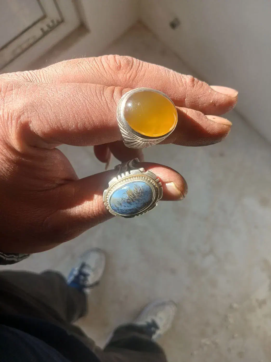 فروش ۲عددانگشترشجروعقیق آبدار کاره دست|جواهرات|ملایر, |دیوار