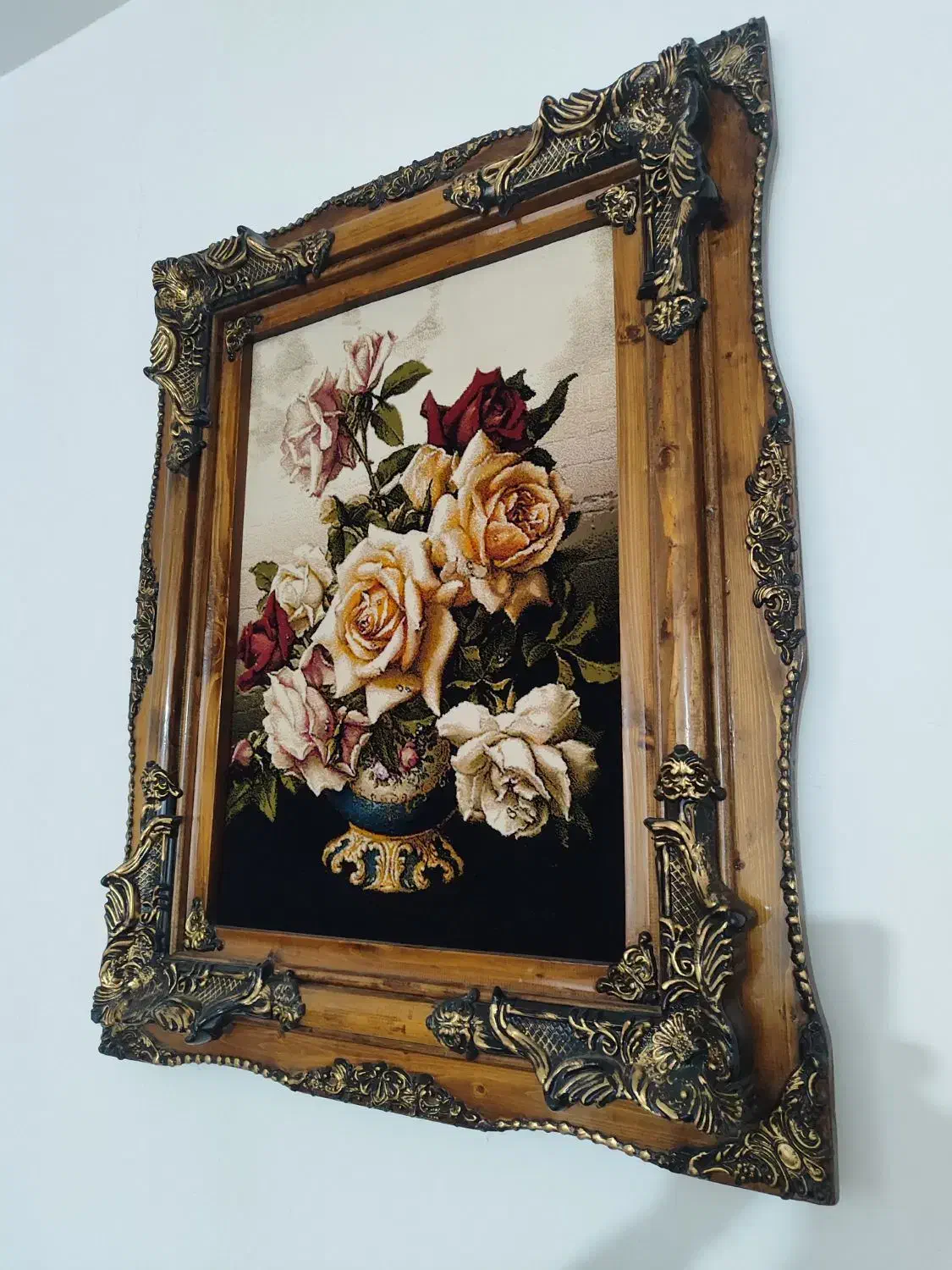 تابلو فرش با قاب چوبی بزرگ فروش فوری اقبالیه|تابلو فرش|قزوین, |دیوار