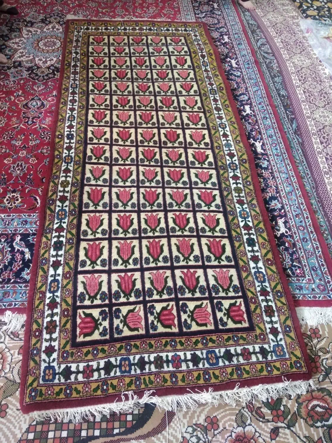 قالی دستبافت(کناره)|فرش|لاران, |دیوار