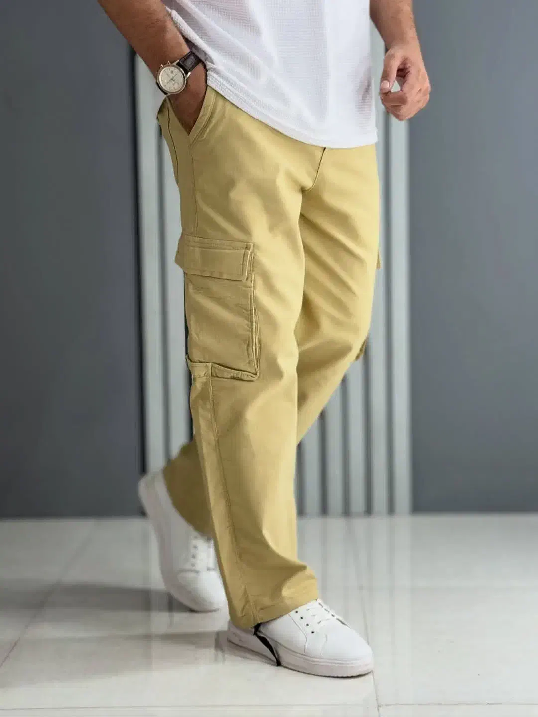 شلوار کارگو کتان نیل کمرکش بگ استایل|لباس|فردیس, فردیس|دیوار