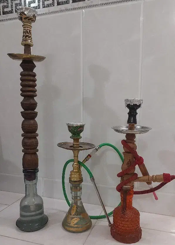 دوعدد قلیون چوبی ویک عدد برنجی|کلکسیون و سرگرمی|قم, علی آباد سعدگان|دیوار