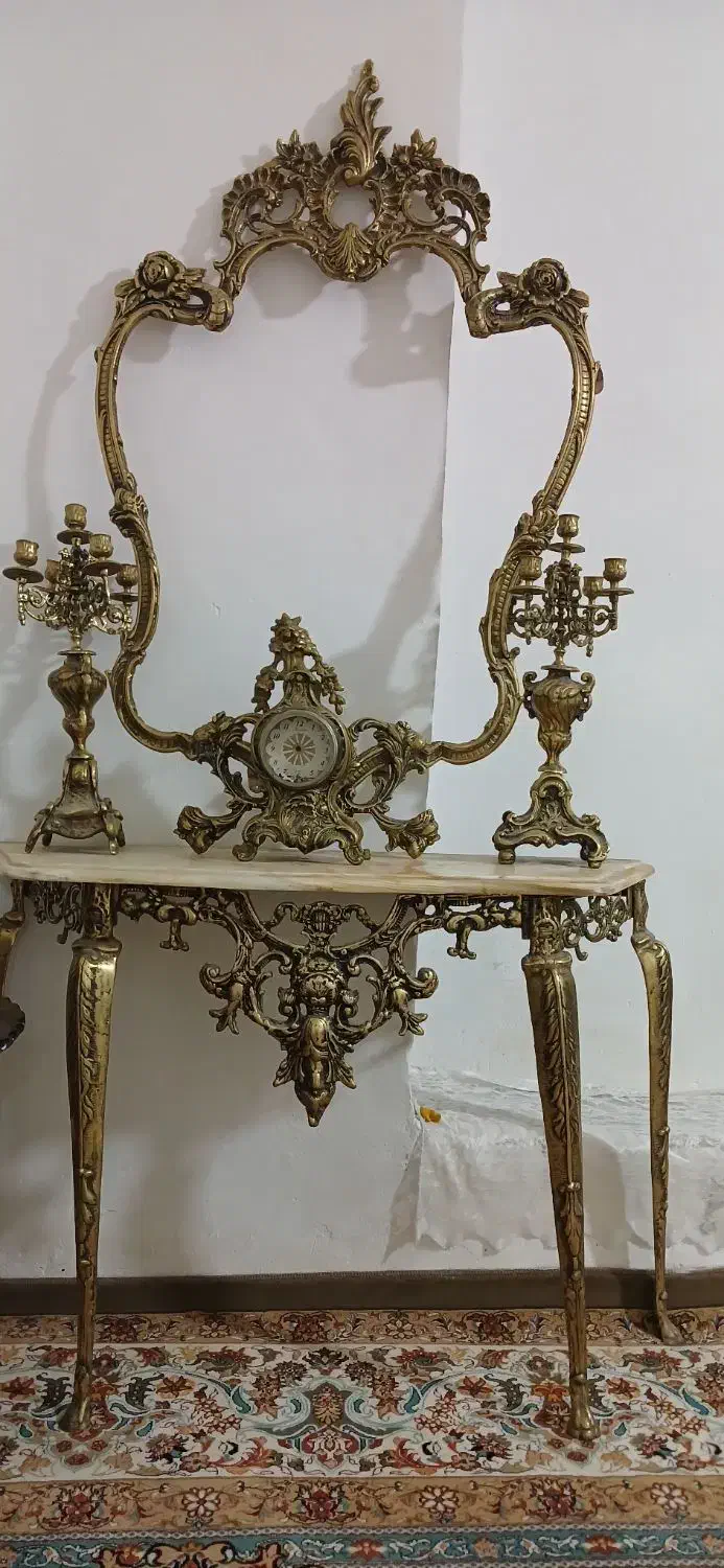 آینه شمعدان برنزی|کلکسیون اشیاء عتیقه|خمین, |دیوار