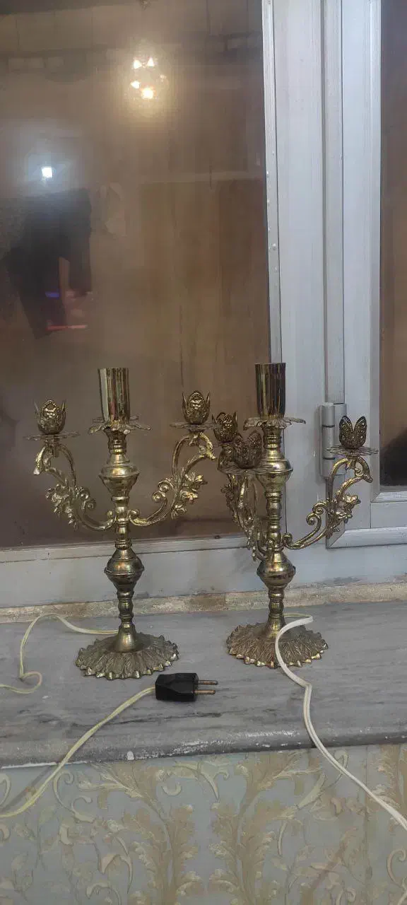 جا شمعی و چراغ شب برنز|چراغ خواب و آباژور|تبریز, |دیوار