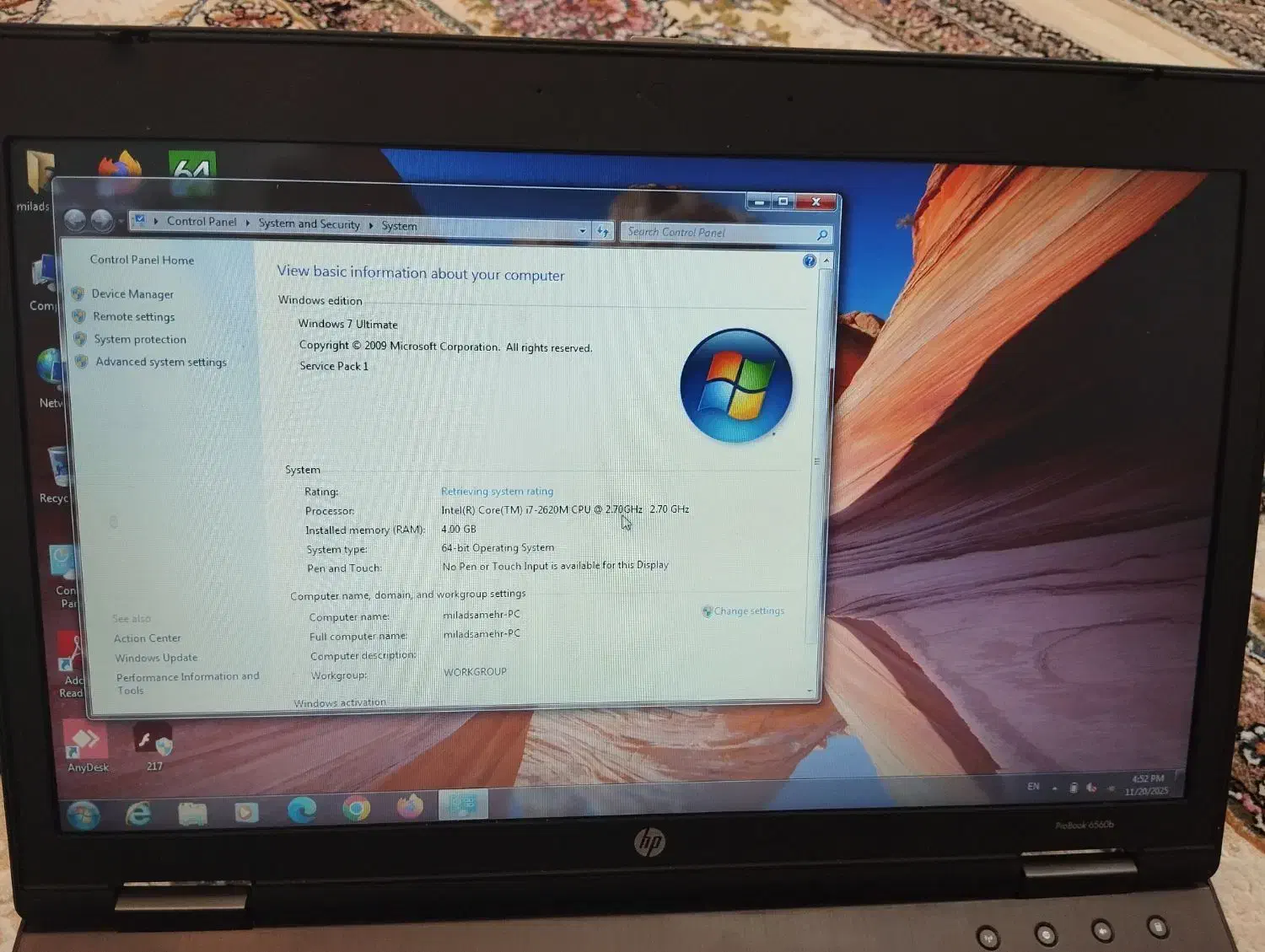 لب تاپ hpprobock6560b|رایانه همراه|اهواز, زیتون کارمندی|دیوار