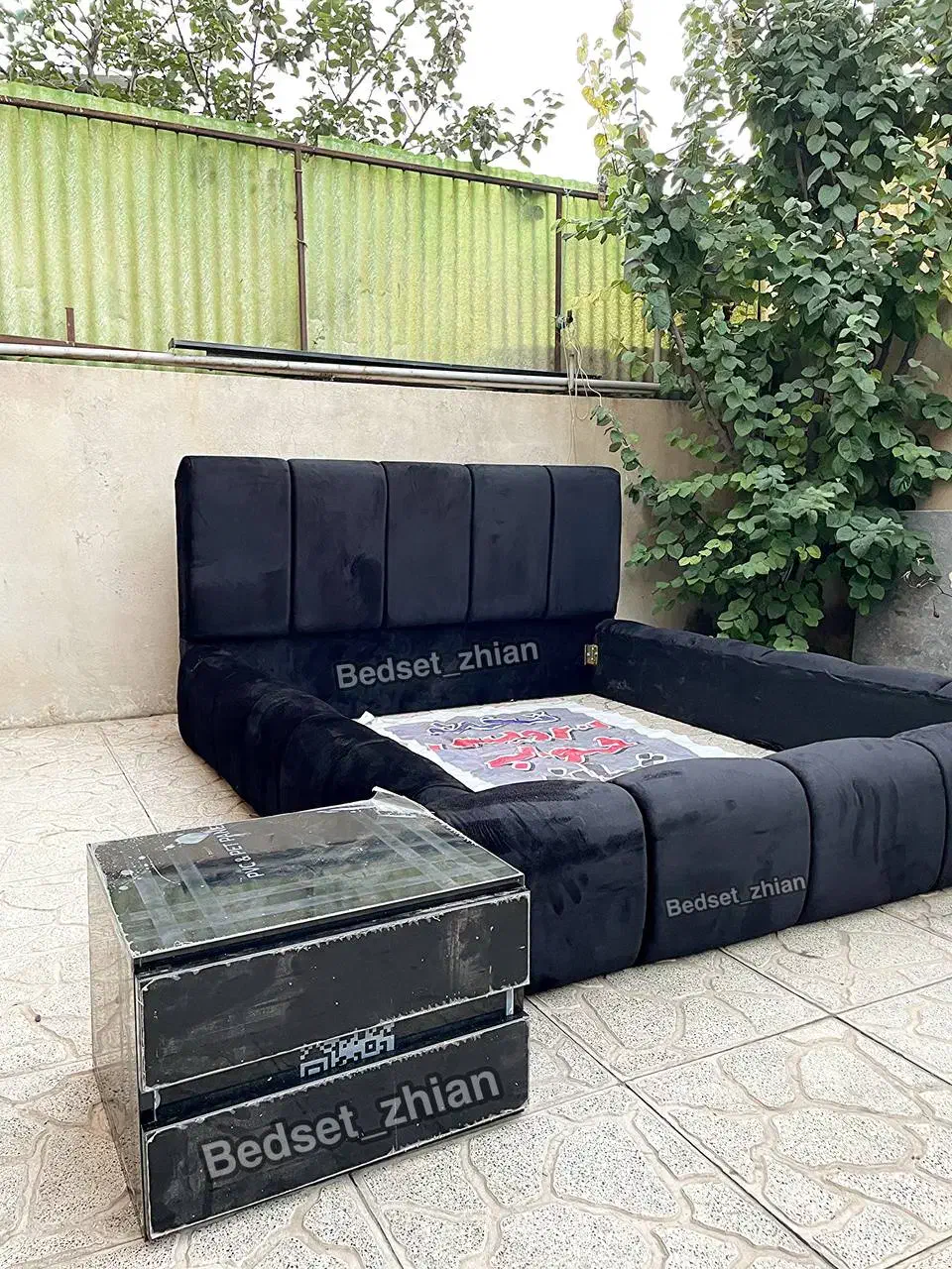 تخت خواب دو نفره تدی پنبه|تخت و سرویس خواب|بومهن, |دیوار