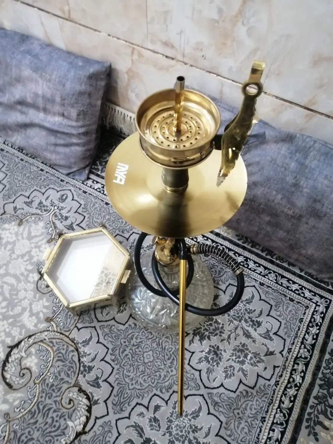 قلیون طلایی سوپاپی با منغل طلا|کلکسیون و سرگرمی|اهواز, نادری|دیوار