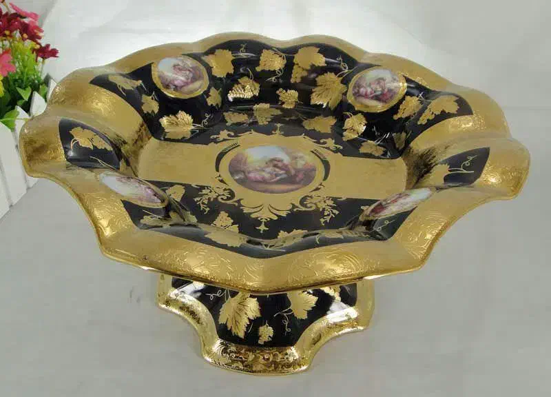 ظروف پذیرایی پایه شیرینی میوه سرمه ای لمونژ طلاکوب|ظروف سرو و پذیرایی|مشهد, کوی المهدی|دیوار