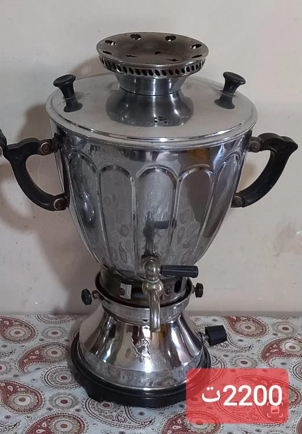 سماورگازی قدیمی ورق ضخیم سالم|سماور، چای‌ساز، قهوه‌ساز|پرند, فاز ۵|دیوار