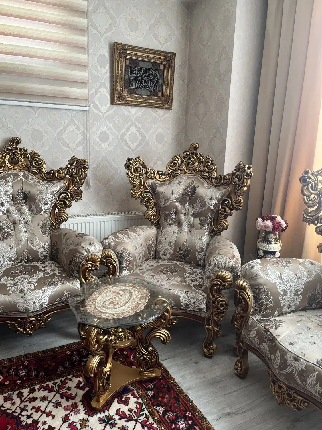 سلطنتی ۹ نفره با میز|مبلمان خانگی و میز عسلی|باسمنج, |دیوار