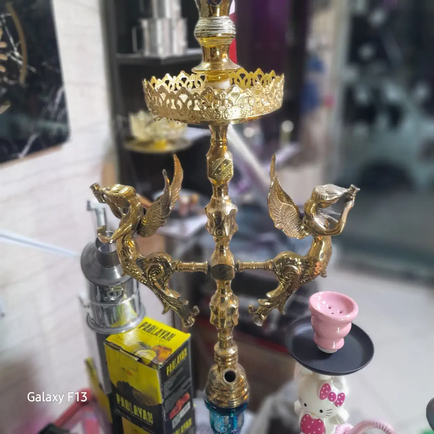 قلیان برنجی قلمکاری توپر سنگین ۲فرشته پرکار کامل|کوهنوردی و کمپینگ|اسلام‌شهر, شهرک سالور|دیوار