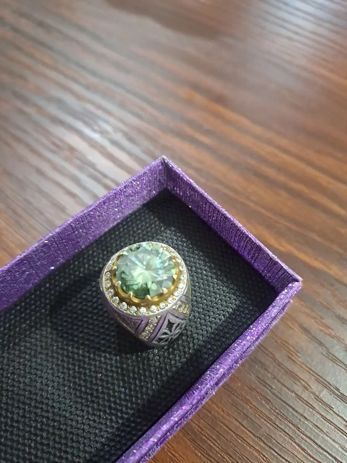 انگشتر دست ساز با نگین موزانایت روسی|زیورآلات و اکسسوری|آستارا, |دیوار