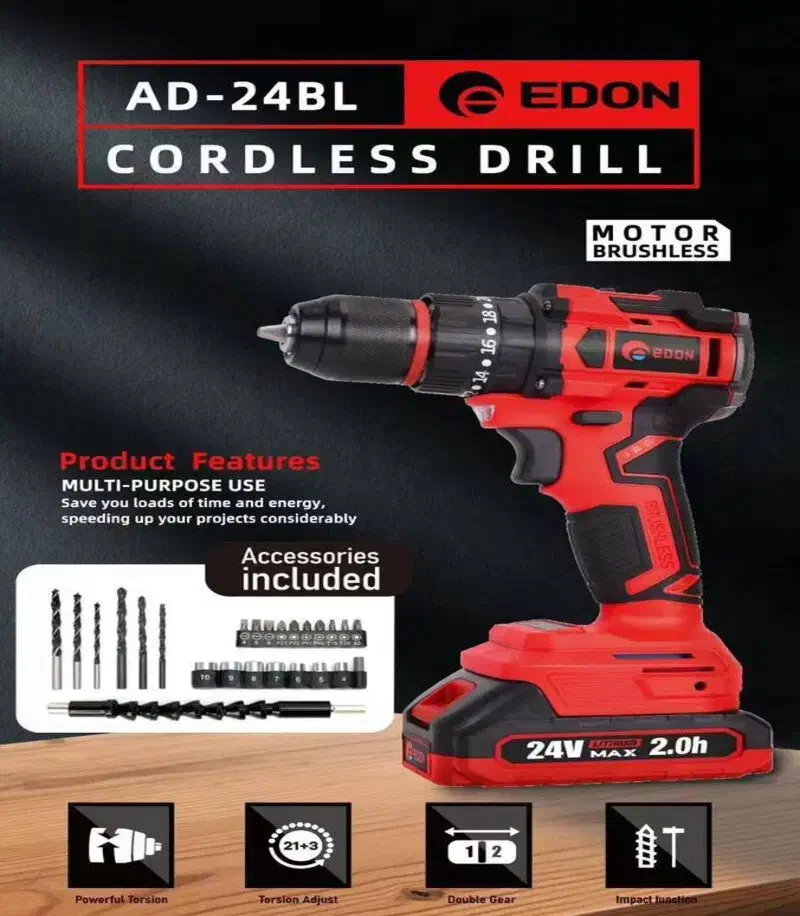 دریل شارژی چکشی ادون مدل ad-24bl|ابزارآلات|اندیشه, اندیشه فاز ۴|دیوار