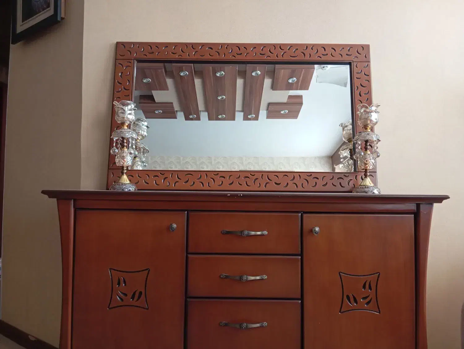 آینه کنسول چوب|بوفه، ویترین، کنسول|گلبهار, شهر جدید گلبهار|دیوار