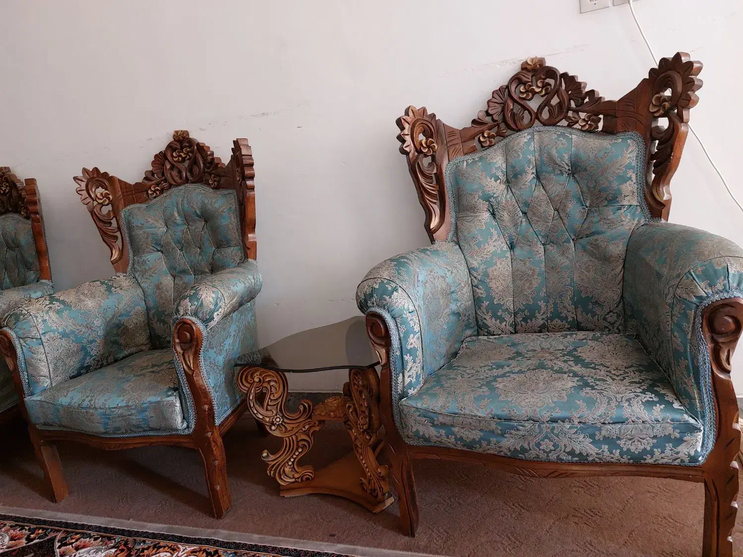 مبل سلطنتی 7 نفره چوب گردو|مبلمان خانگی و میز عسلی|زرقان, |دیوار