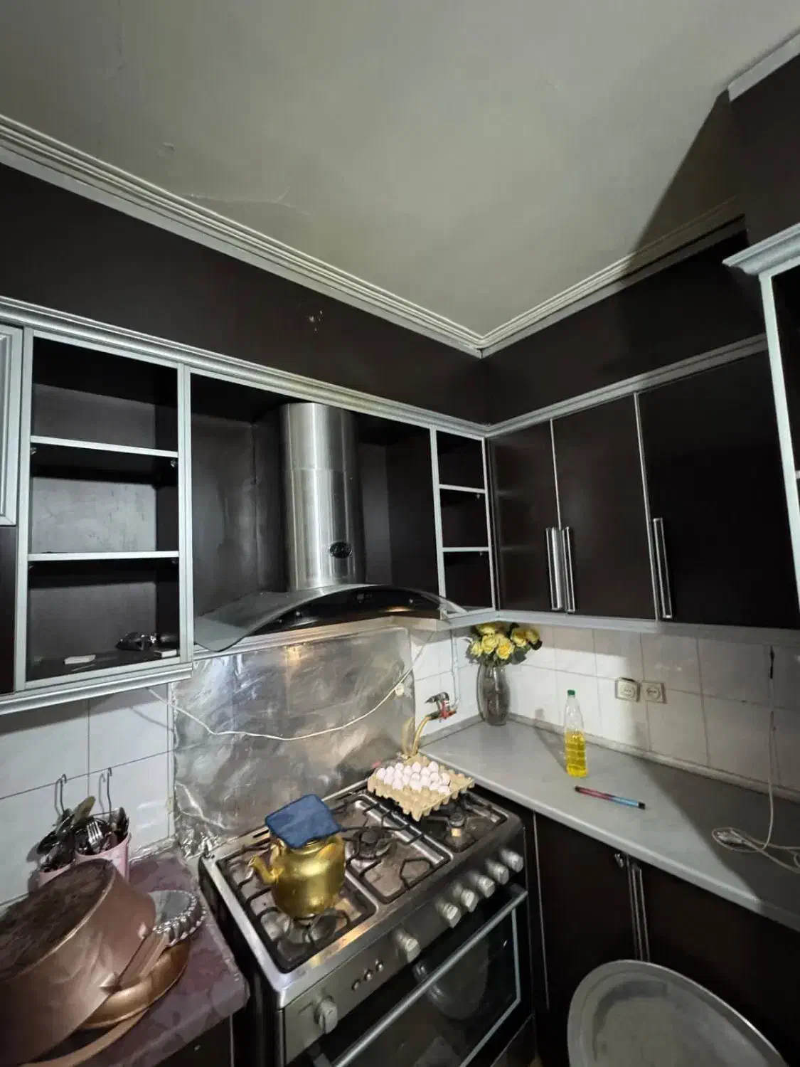 کابینت بدنه فلز درب ام دی اف هود سینک صفحه mdf|آب‌چکان و نظم‌دهنده ظروف|گرگان, |دیوار