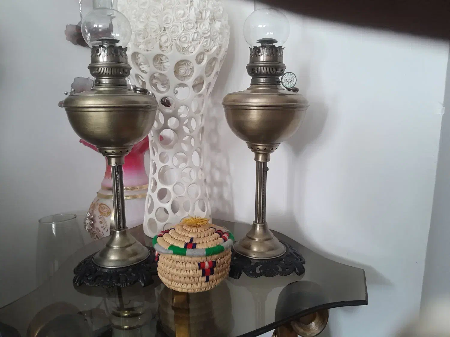 لمپای تمام برنجی قدیمی شیروخورشید شیک ازبهترین نوع|لامپ و چراغ|گرگان, |دیوار