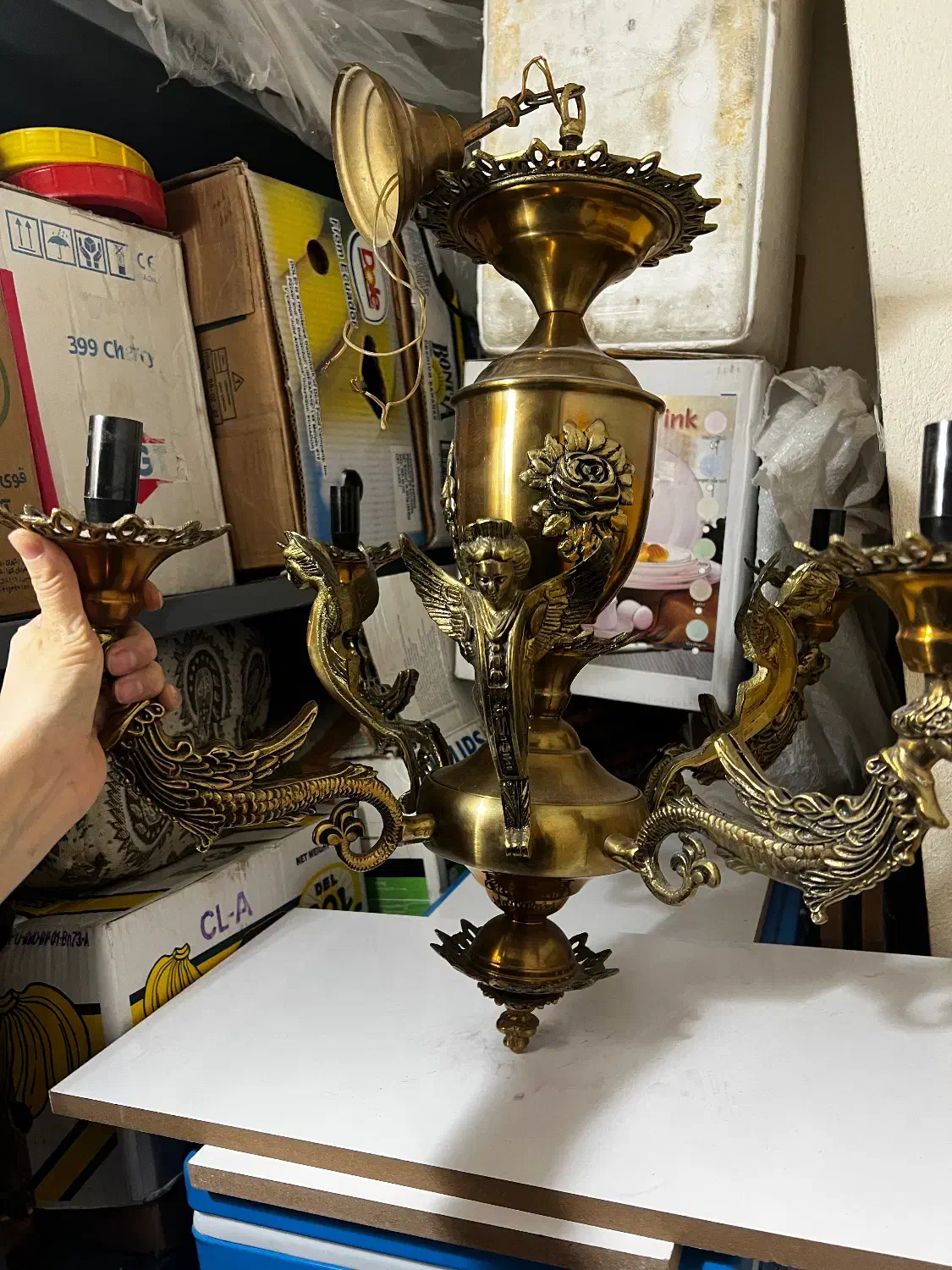 لوستر برنز چهار شاخه|لوستر و چراغ آویز|تهران, سلسبیل شمالی|دیوار