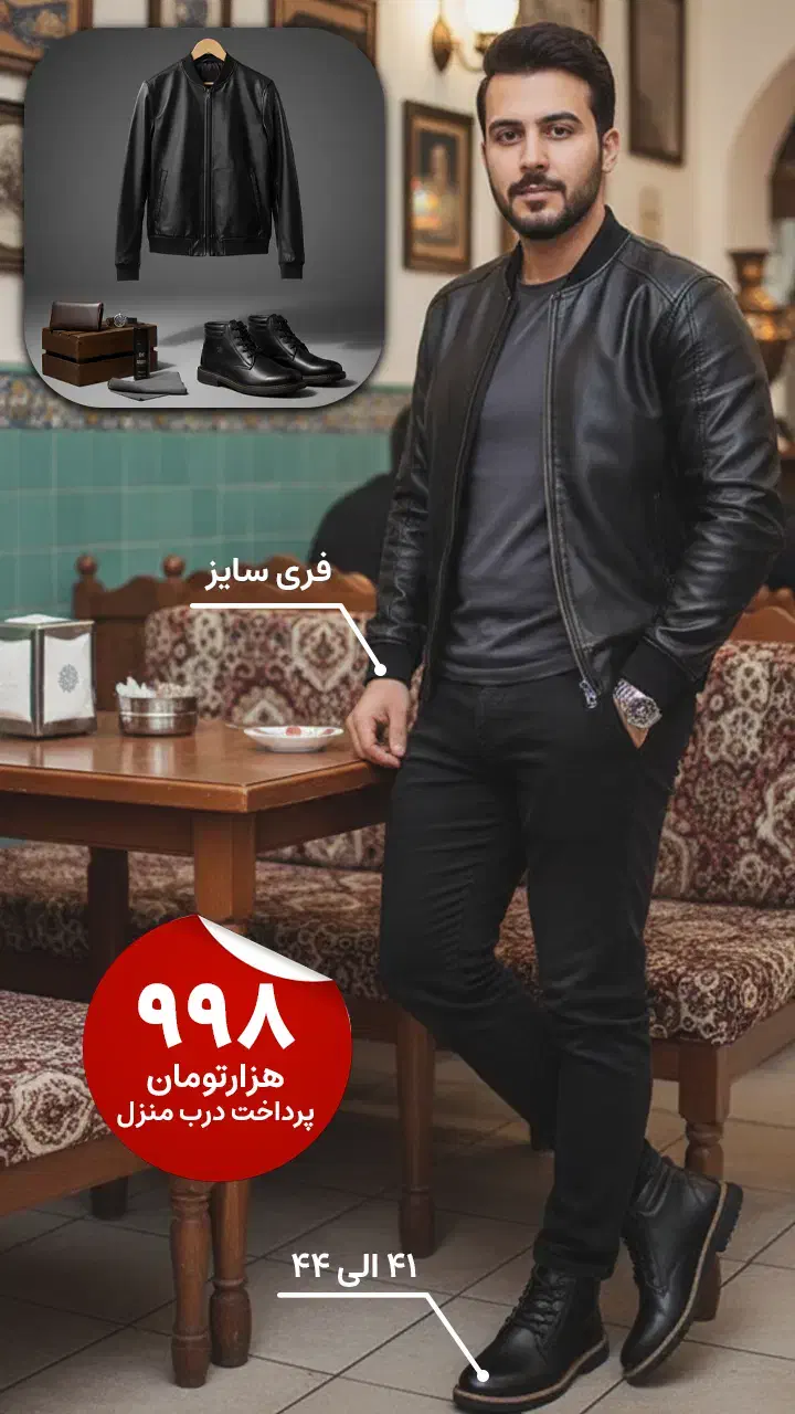 پکیج کاپشن چرم مردانه Artim همراه نیم بوت cat|لباس|تهران, حسنآباد|دیوار