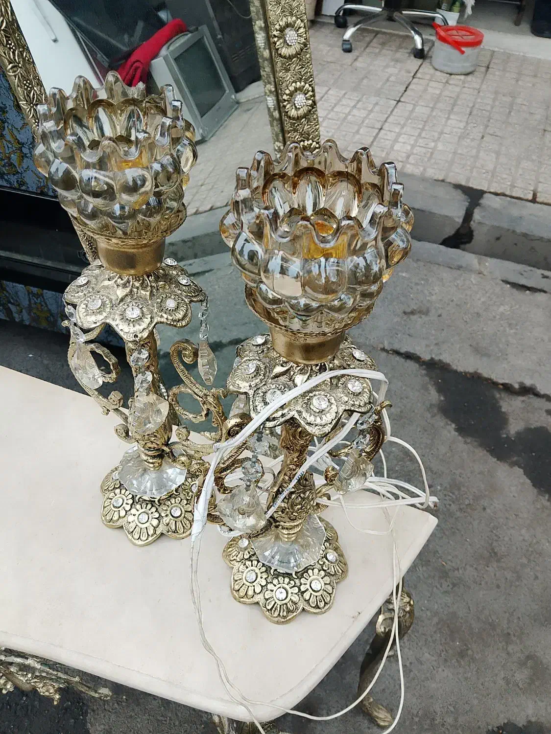 آیینه شمعدان و کنسول برنجی درحد|آینه|ری, علایین|دیوار