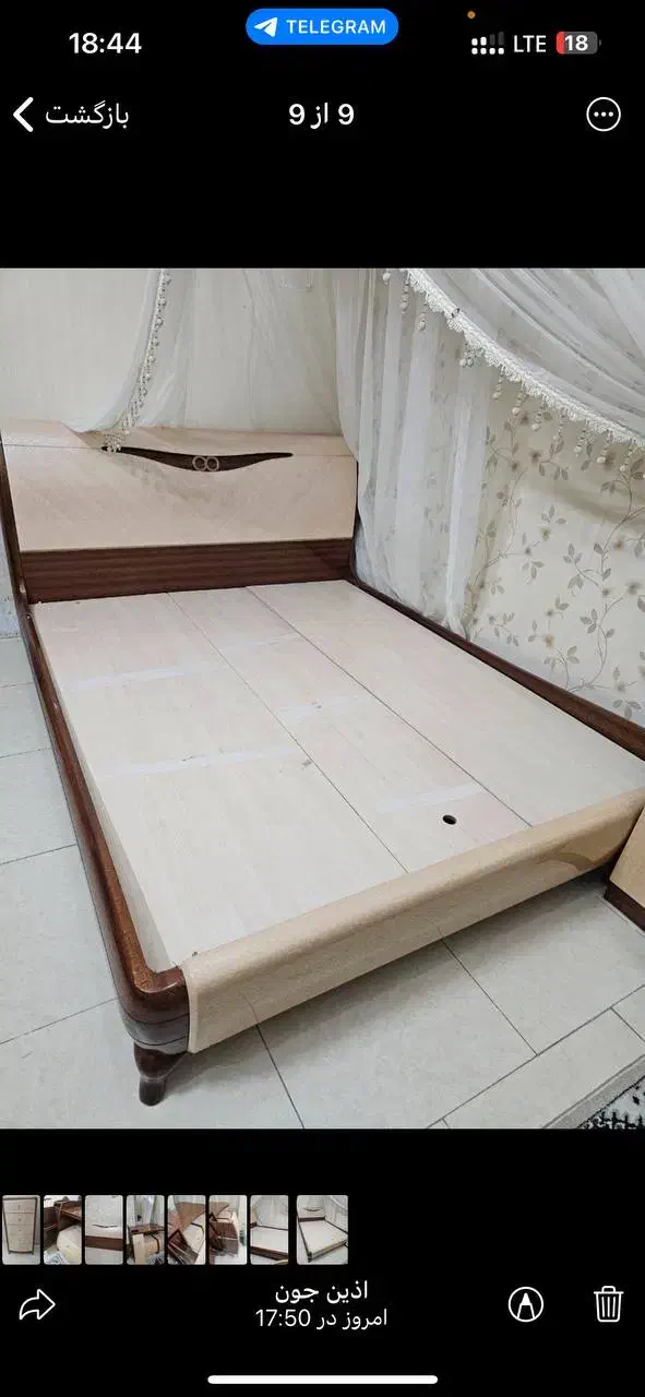 تخت دو نفره و میز توالت در حد نو|تخت و سرویس خواب|ری, سرتخت|دیوار