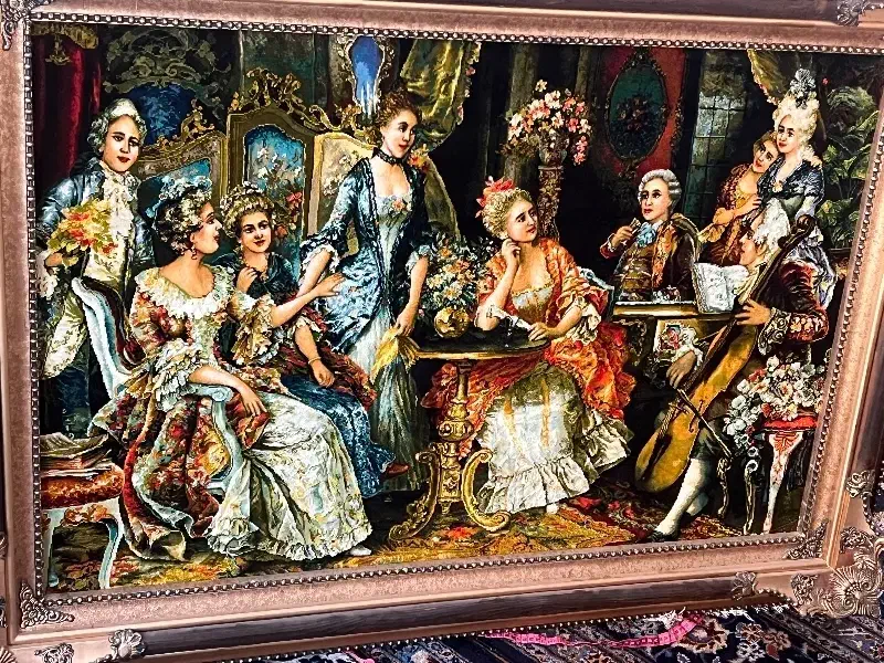 تابلو فرش دستباف تبریز طرح مهمانی اشرافی|تابلو فرش|اردبیل, |دیوار