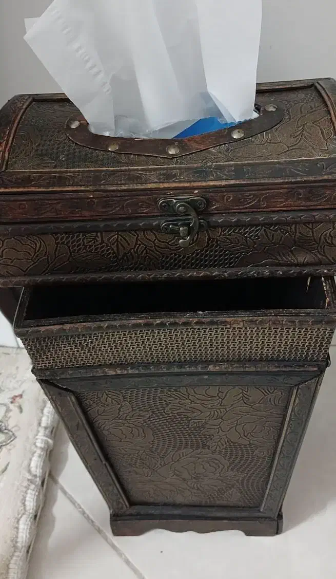 ست جا دستمال و سطل زباله چوبی|صنایع دستی و سایر لوازم تزئینی|اسفراین, |دیوار