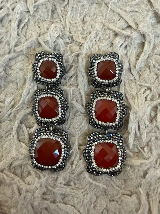 گوشواره لومیر نقره سنگ عقیق|جواهرات|تهران, شهرک نفت|دیوار