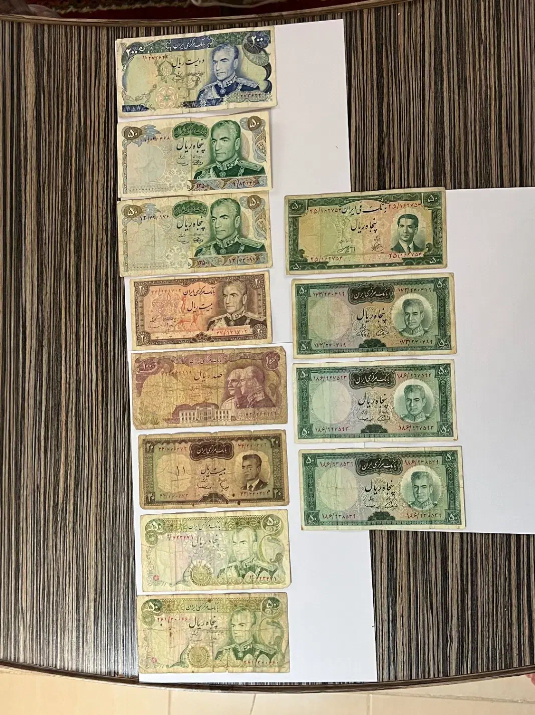 ۱۲ عدد اسکناس تک شاهی کارکرده|کلکسیون سکه، تمبر، اسکناس|کرمانشاه, |دیوار
