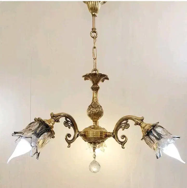 لوستر ۴ شاخه ترکیبی برنز و سرامیک .. رستمی..|لوستر و چراغ آویز|نظرآباد, نظرآباد|دیوار