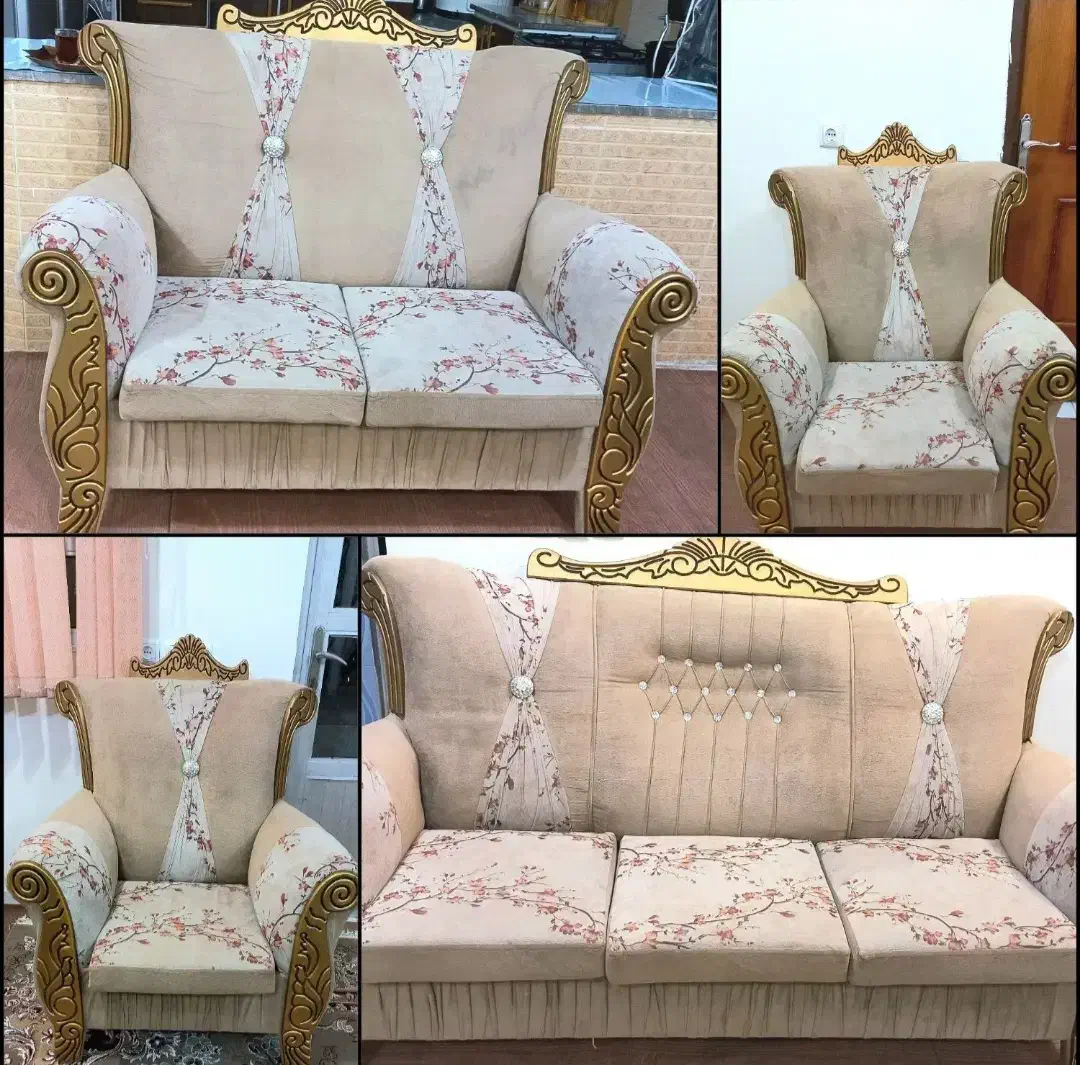 مبل ۷نفره بههمراه میز و عسلی|مبلمان خانگی و میز عسلی|لاران, |دیوار