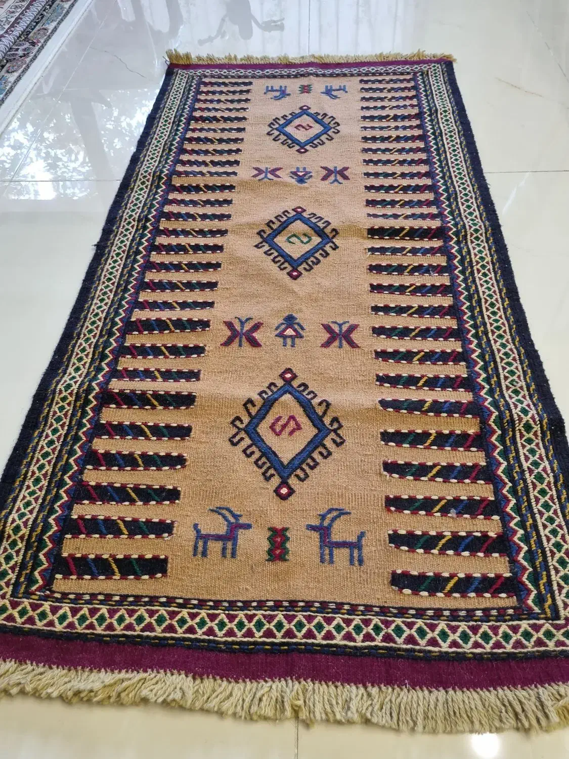 3 عددگلیم فرش دستباف و 5عدد کوسن دستباف|گلیم، جاجیم، گبه|مشهد, گوهرشاد|دیوار