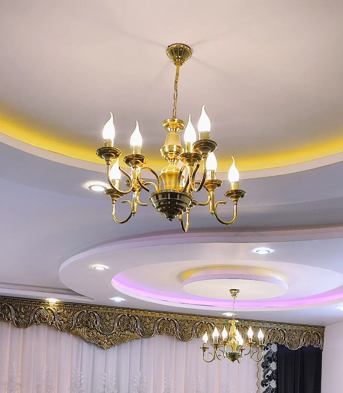 لوستر آب کاری طلا|لوستر و چراغ آویز|کازرون, |دیوار