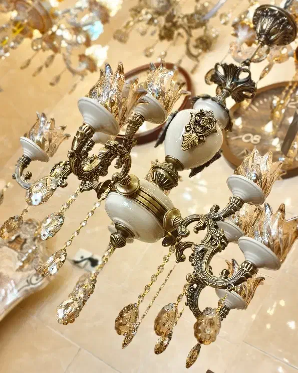 لوستر دوگل بزرگ استاتیک آنتیک ۴شاخه ۸لامپ بزرگ اصل|لوستر و چراغ آویز|تبریز, |دیوار