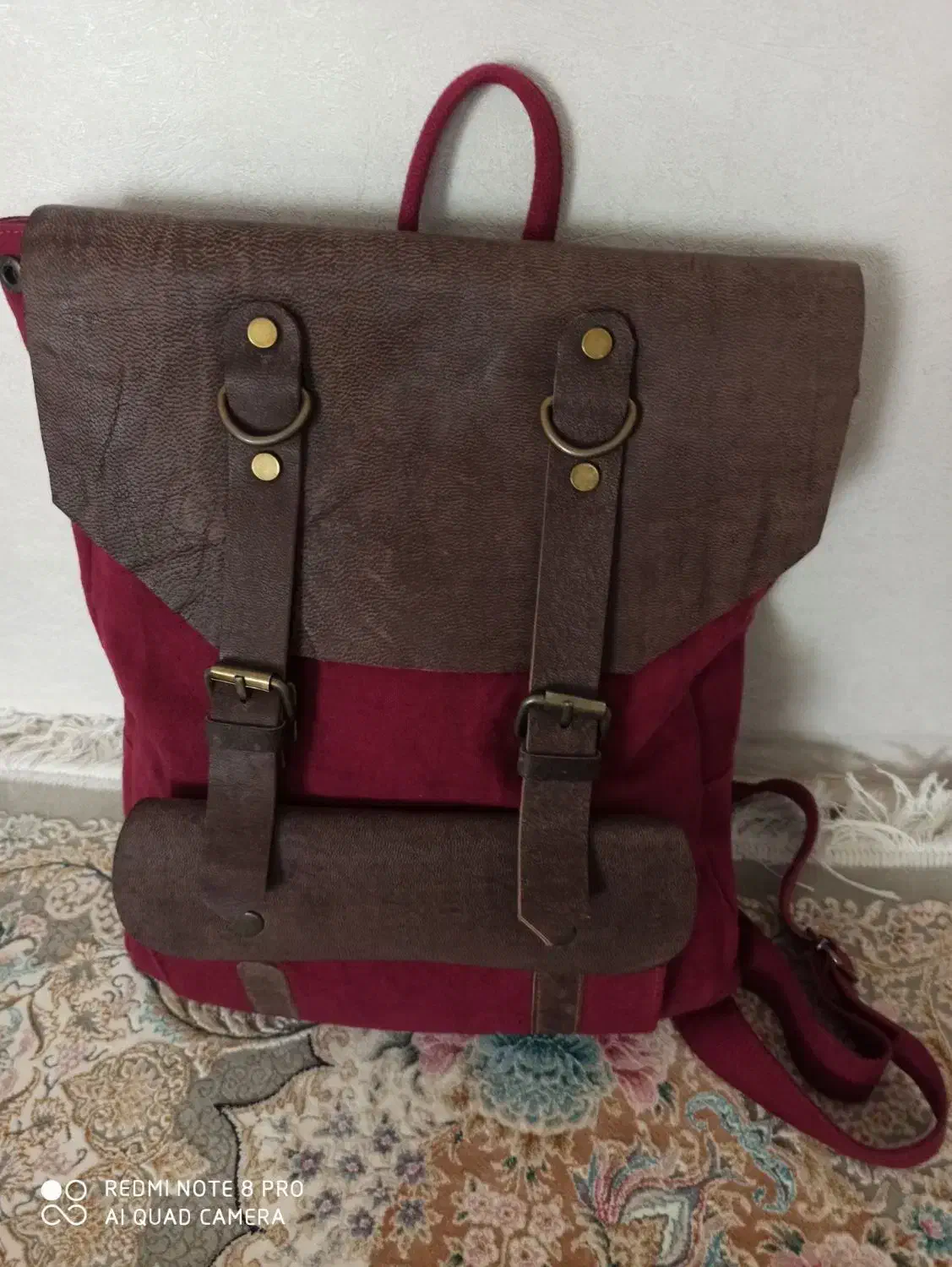 کیف کوله از جنس چرم اصلی و کتان|کیف، کفش، کمربند|همدان, |دیوار