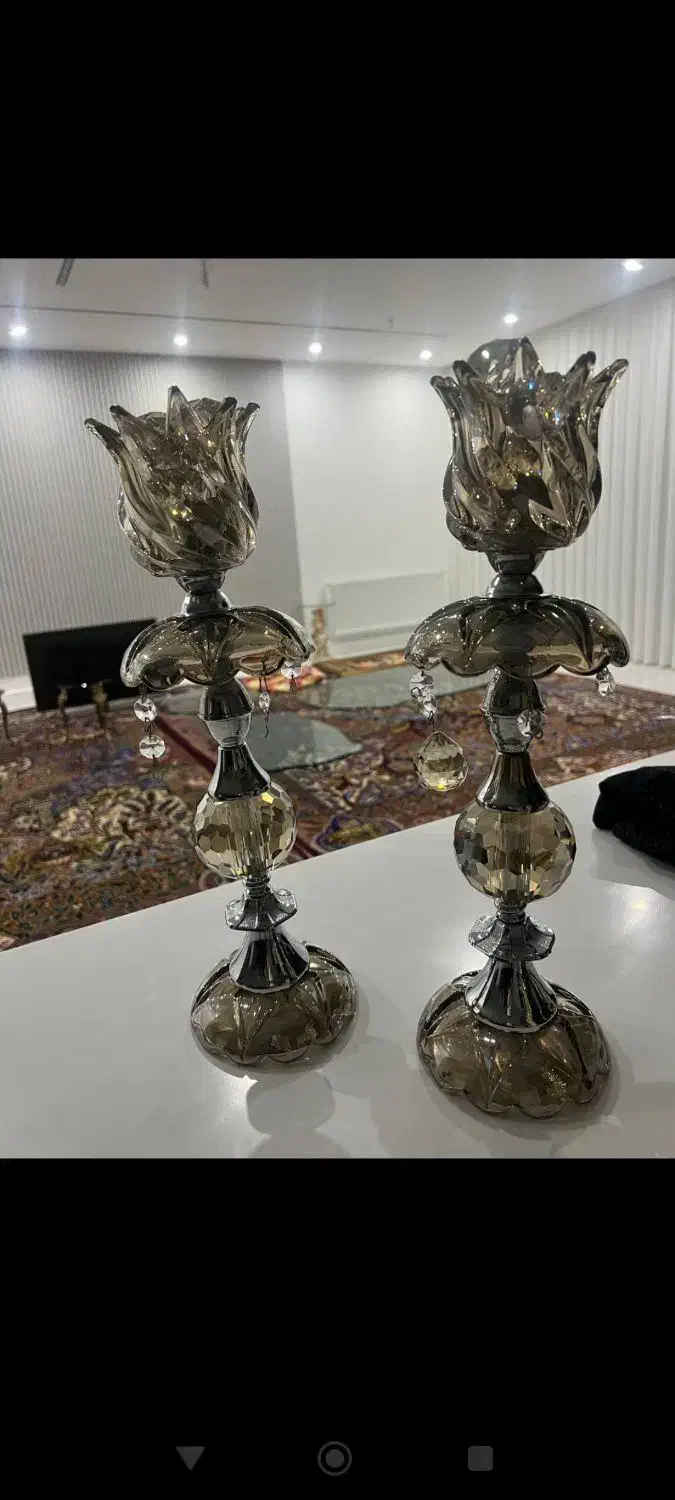 لاله شمعدان زیبا کریستال اصل|چراغ خواب و آباژور|مشهد, ادیب نیشابوری (شهرک غرب)|دیوار