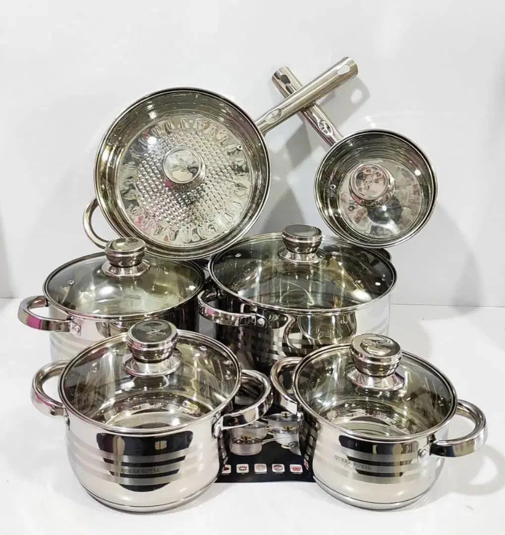 سرویس قابلمه ۱۲ پارچه استیل کویین رویال|ظروف پختوپز|کرمانشاه, |دیوار