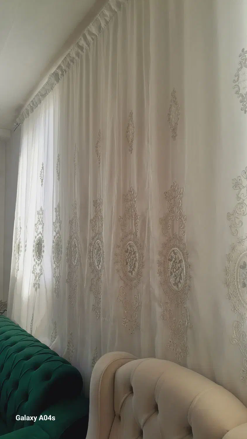 پرده پتینه شده با گل مخمل  فروش  فوری|پرده، رانر، رومیزی|فیروزکوه, |دیوار