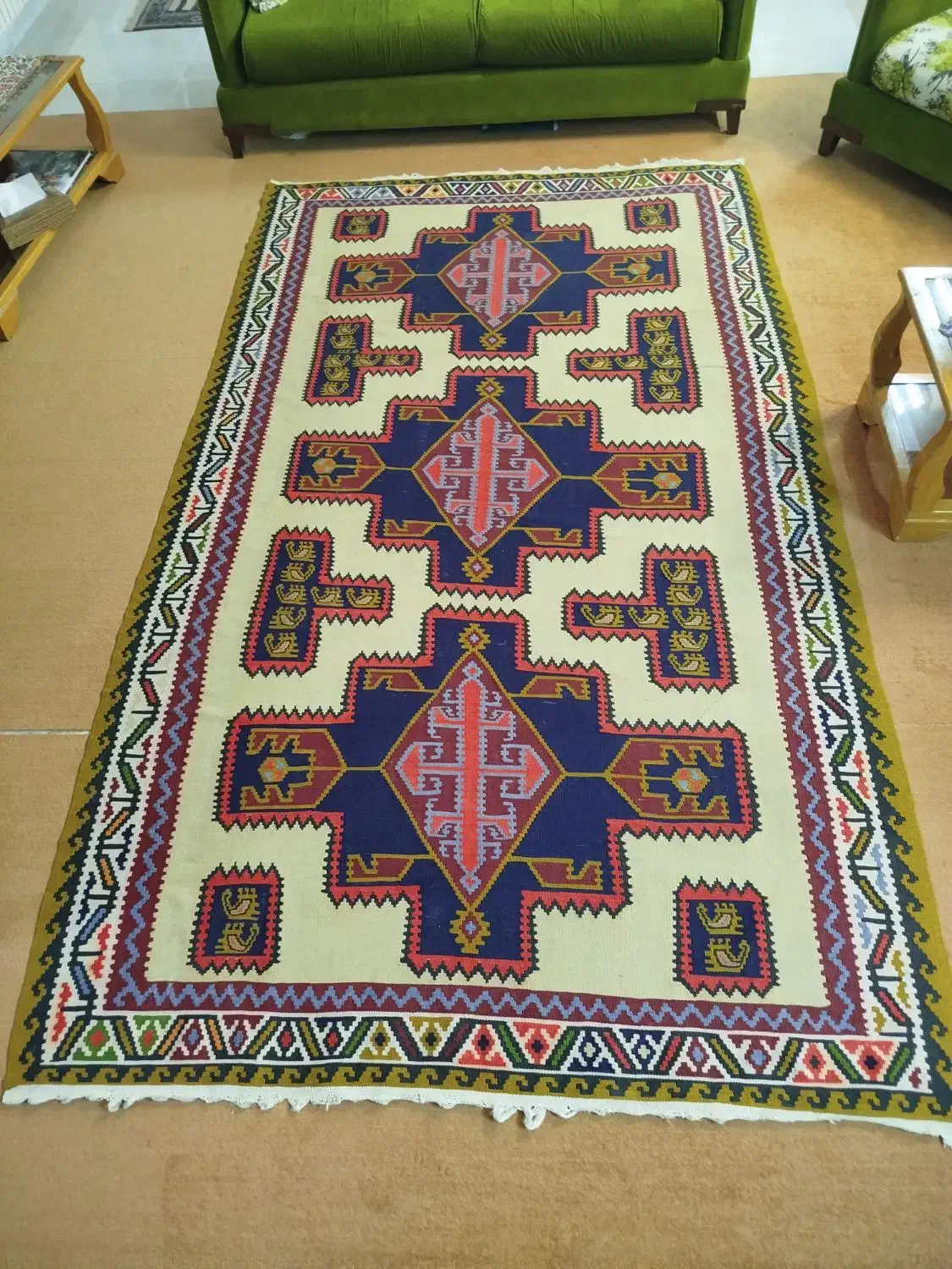 گلیم دستبافت دو رو بیجار|گلیم، جاجیم، گبه|قم, بنیاد|دیوار