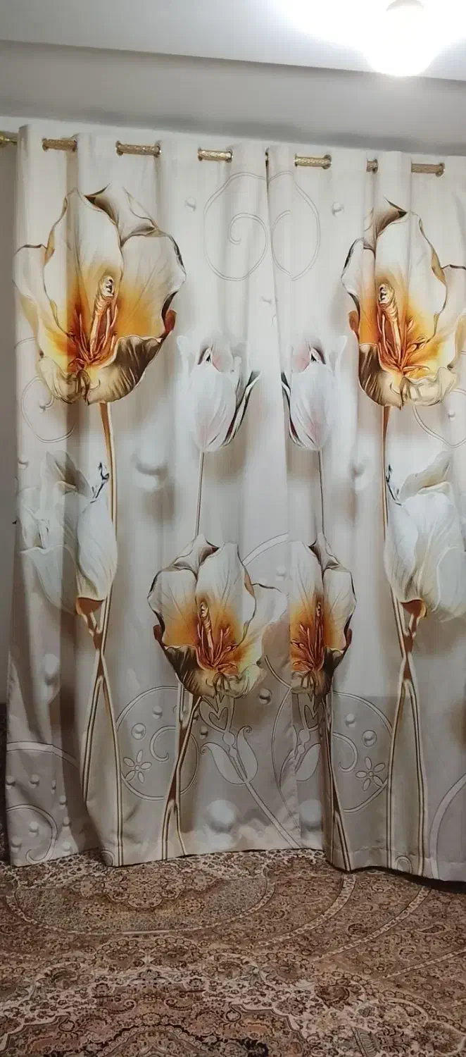 پرده پانچی طرح گل|پرده، رانر، رومیزی|قرچک, زیبا شهر|دیوار