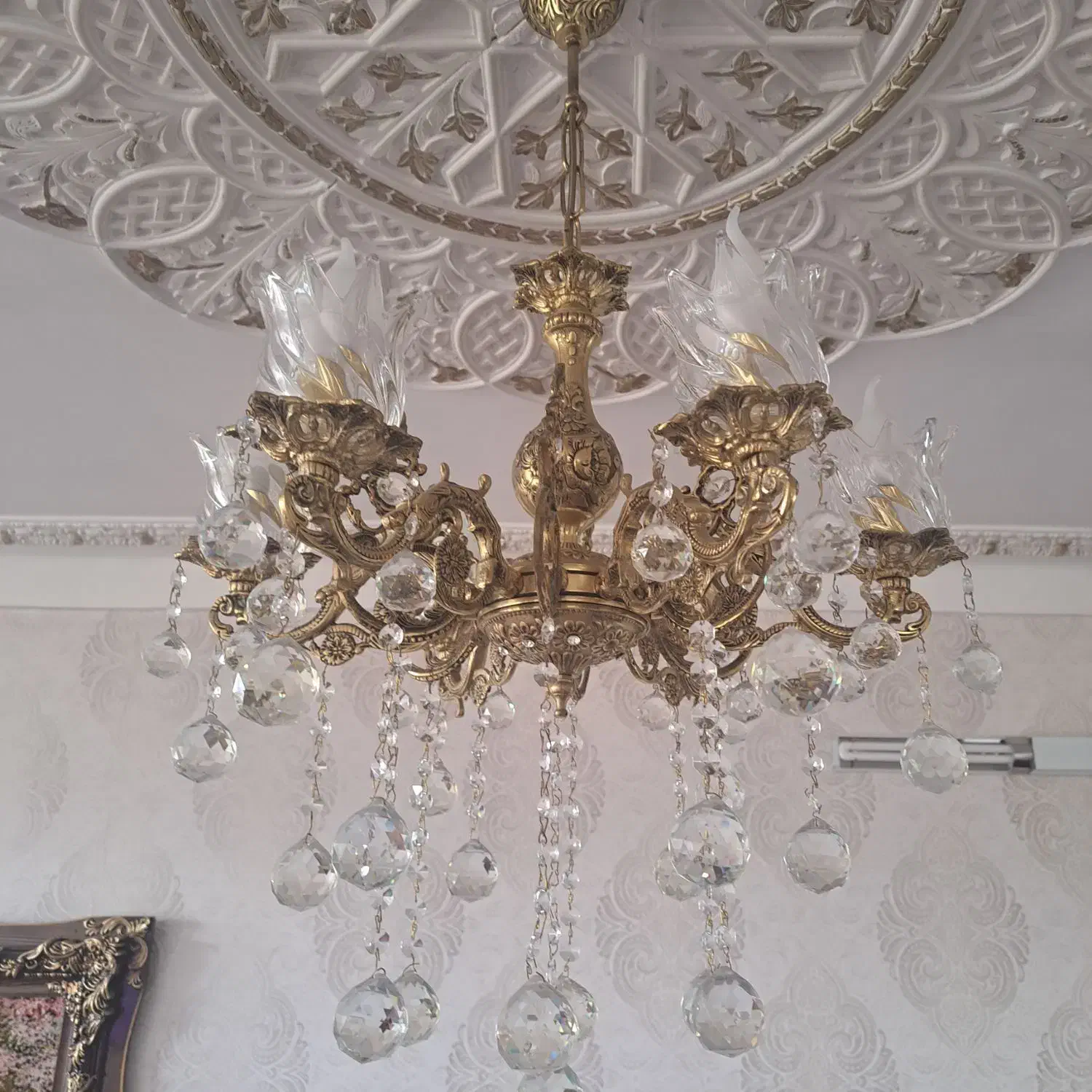 لوستر برنز ۶شاخه|لوستر و چراغ آویز|زنجان, |دیوار