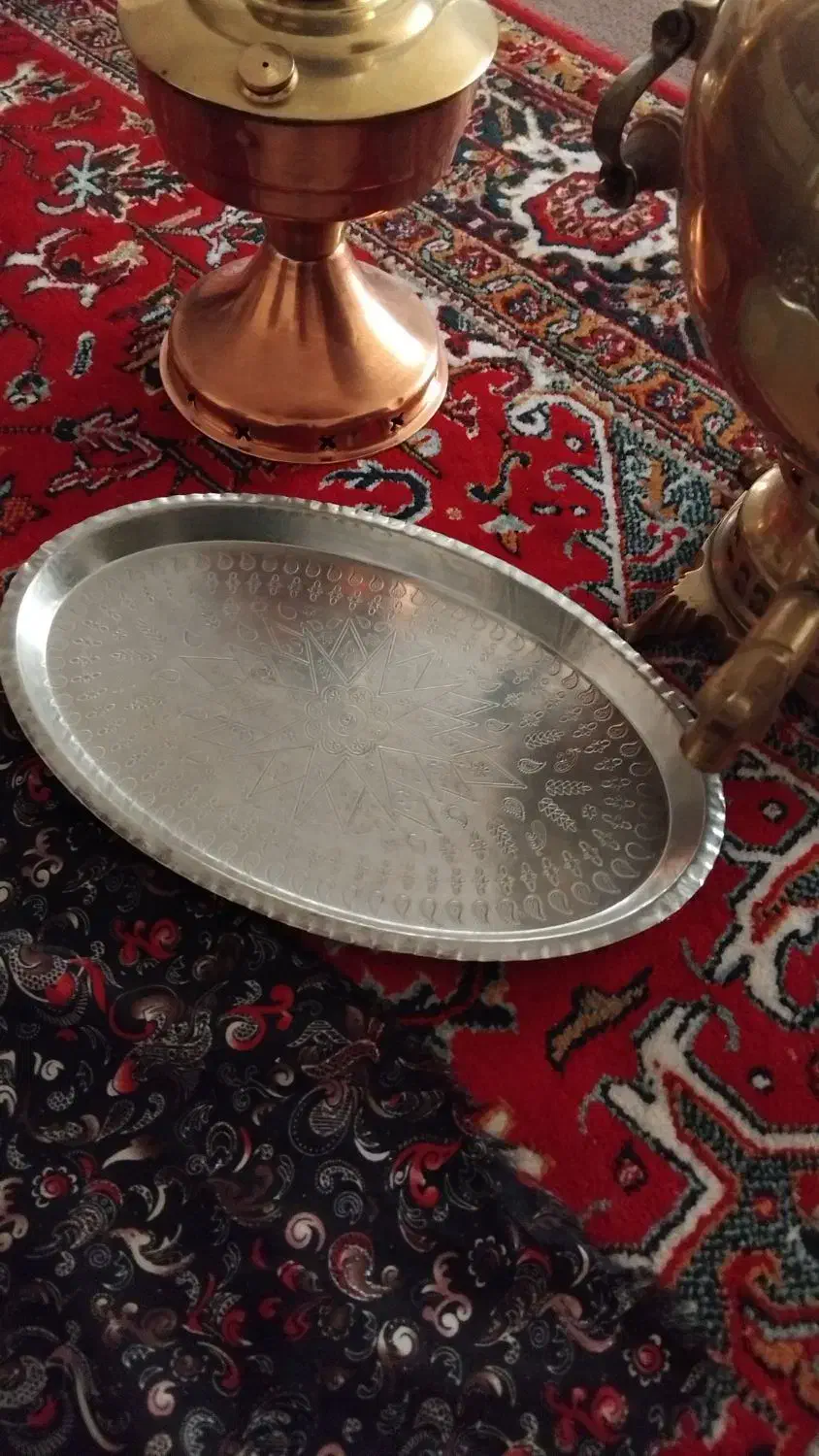چراغ،سینی مسی|کلکسیون اشیاء عتیقه|مراغه, |دیوار