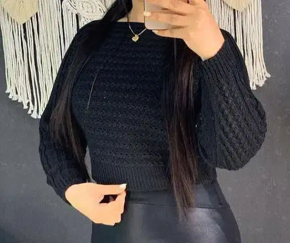 کراو تاپ بافت فندقی آستین دار جذاب و خاص|لباس|بیرجند, |دیوار